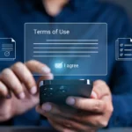 User accepting terms of use on a smartphone interface, demonstrating secure agreement workflows with Electronic Signature Apps for fast digital document approval.