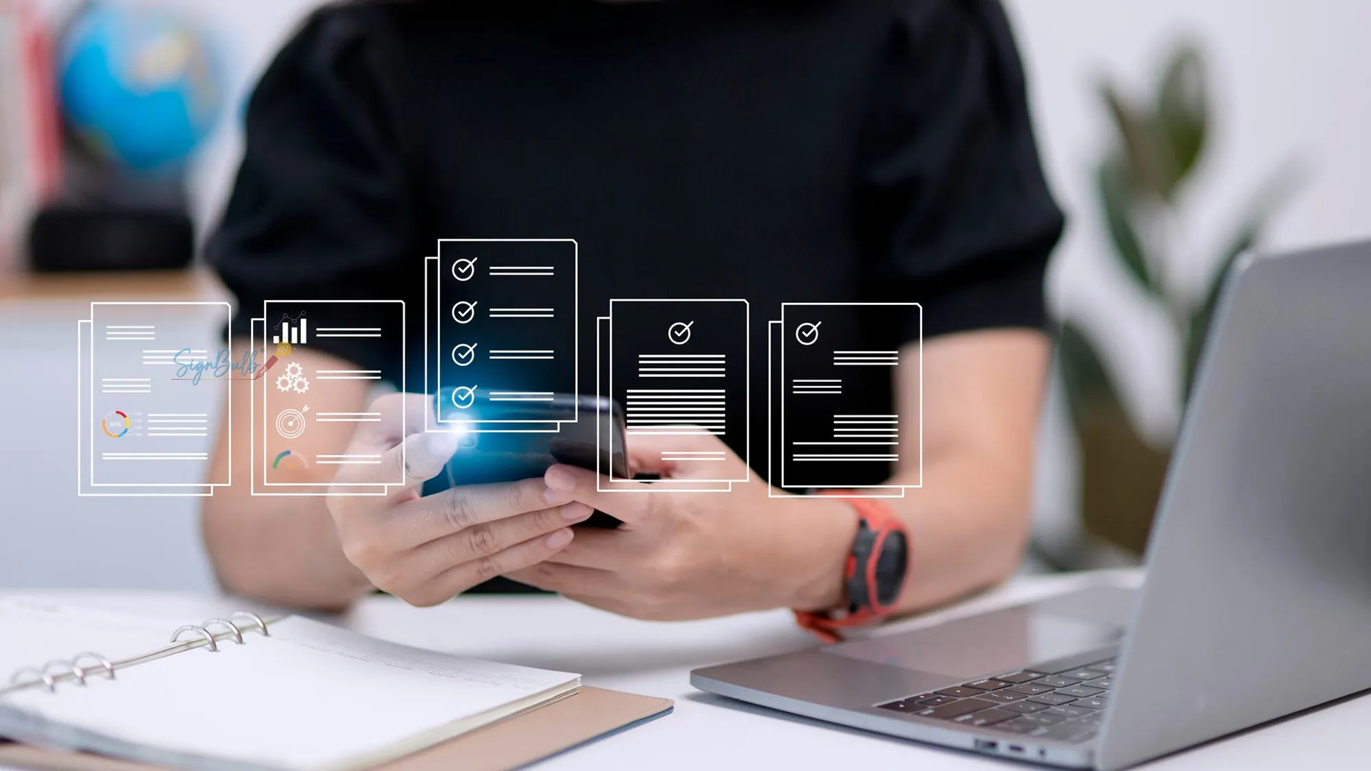 Secure legal e signature created using an e-signature tool and e-signature app on a tablet for fast digital document approval