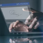 Esignature for Real Estate using a secure electronic sign on a laptop, demonstrating an online free esignature workflow with an electronic signature tool and electronic signature app