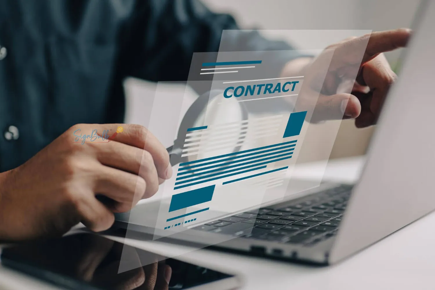 Online contract displayed on a laptop screen being reviewed and approved, illustrating how bloggers can monetize through an eSignature affiliate program for bloggers using a trusted e-signature platform.
