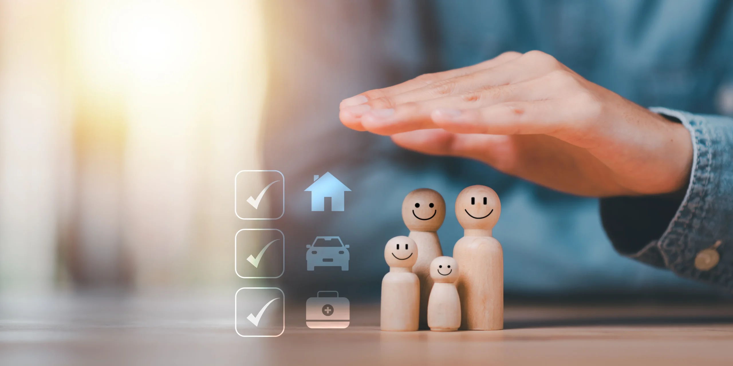 SignBulb family model symbolizing health, home, and life insurance coverage.