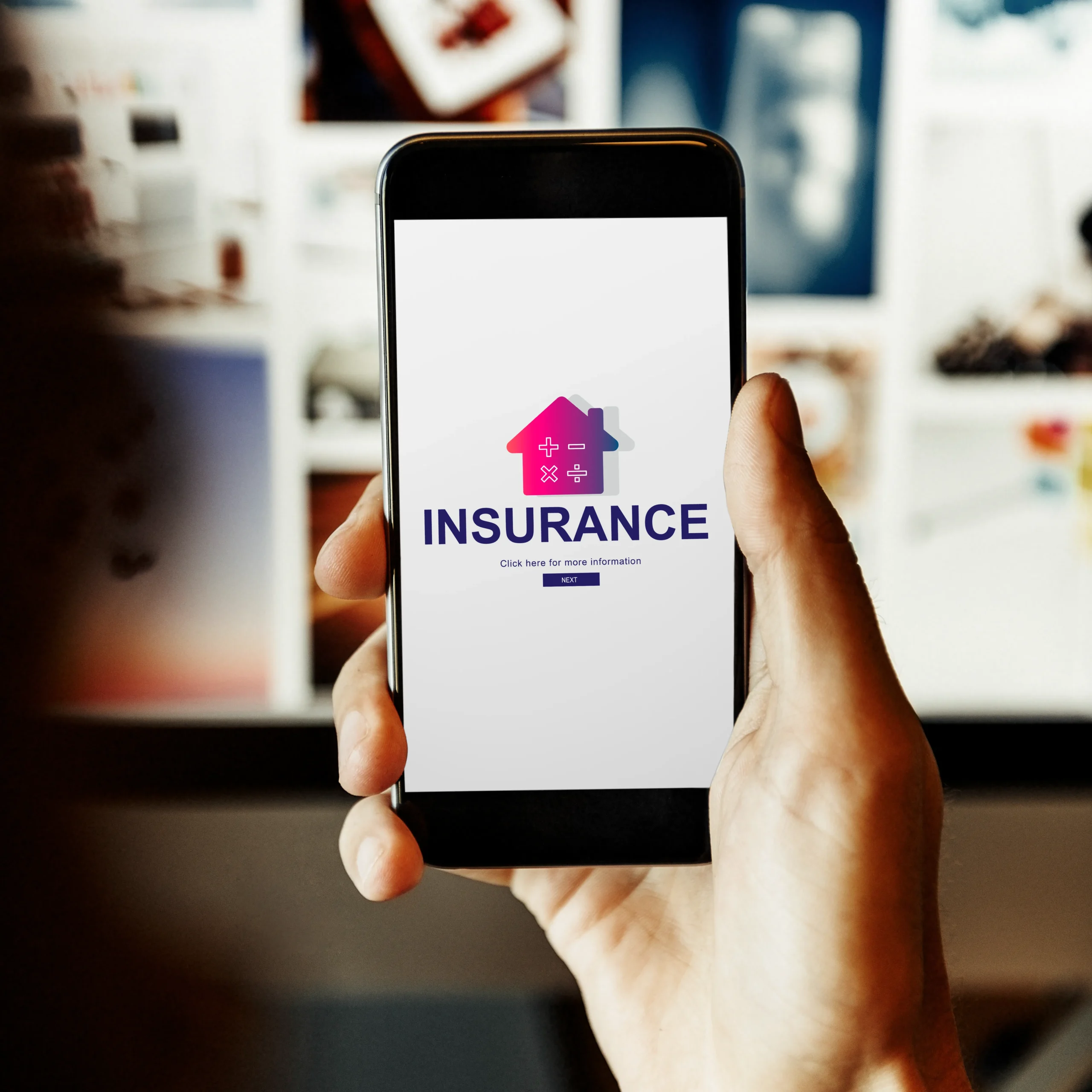 Smartphone displaying Signbulb eSignature insurance app with home protection icon and information screen.