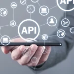 Hand holding smartphone with API icons representing best eSignature API providers and electronic signature API software for seamless integration.