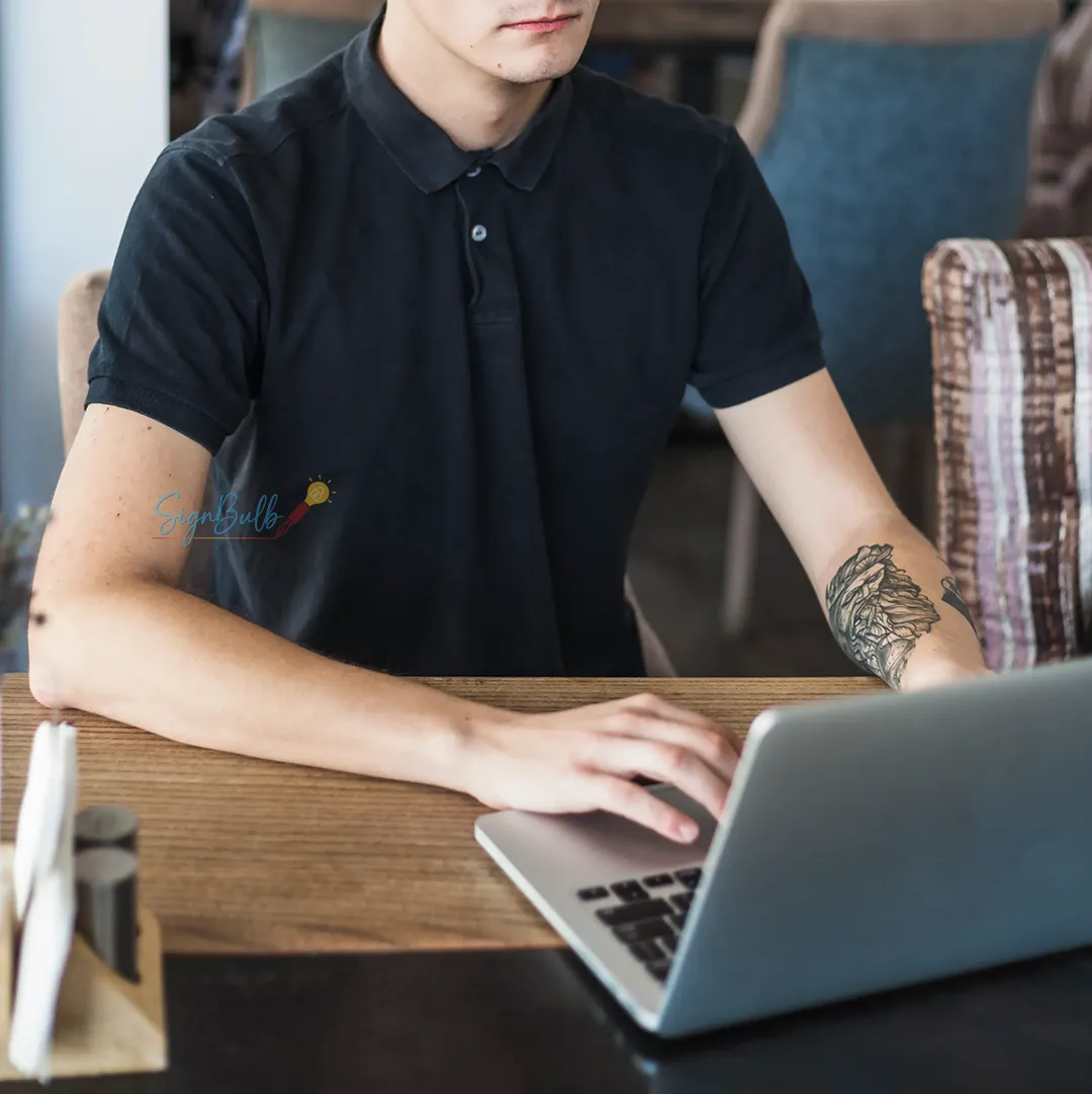 Close-up of a professional completing a digital signature, highlighting the smooth and paperless experience with e-signature software like SignBulb.