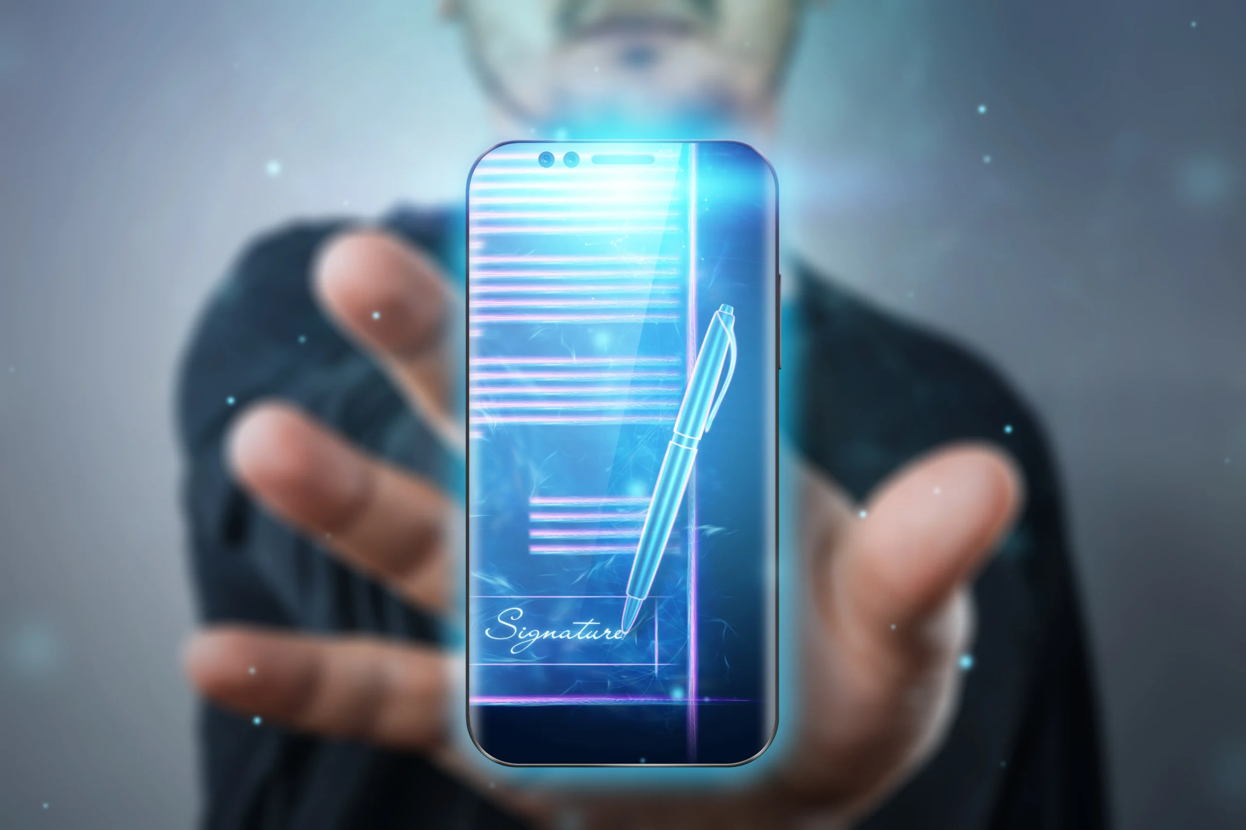 Digital interface of a digital signature app for business on smartphone, representing electronic signature software and seamless document signing software for companies.