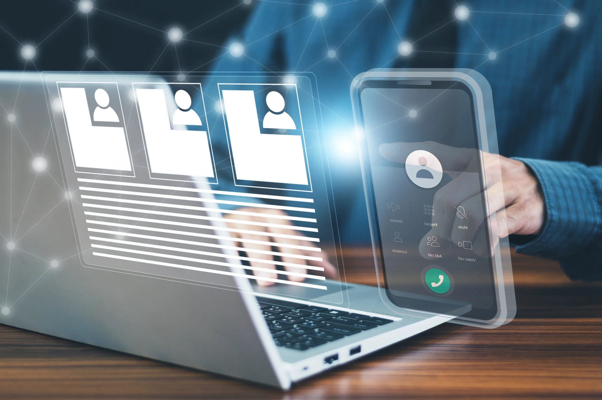 A digital signature app runs on a laptop and phone, showing an e-signature software workflow for remote teams.