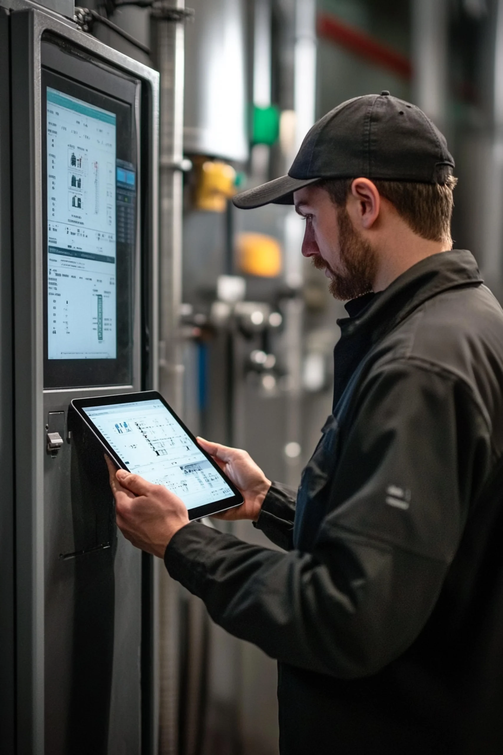 Manufacturing document management via an electronic signature app on a tablet.
