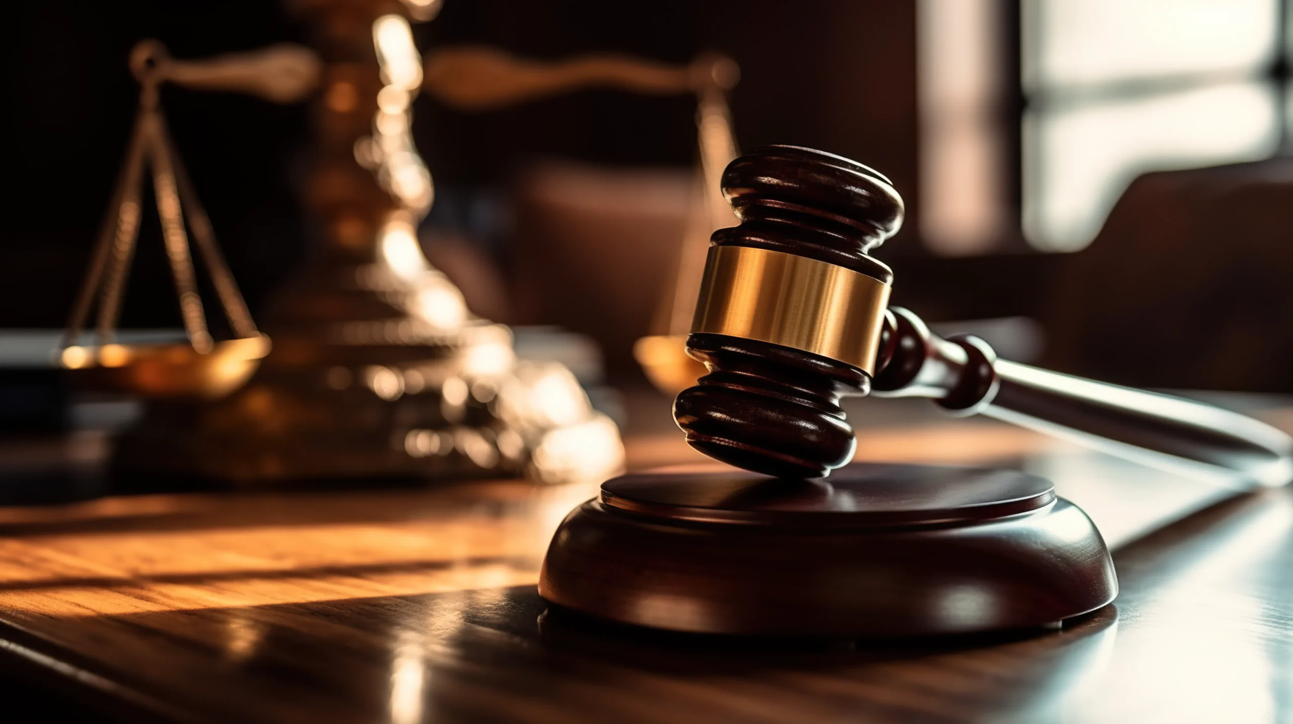 Judge's gavel and scales of justice symbolizing compliance with electronic signature laws.