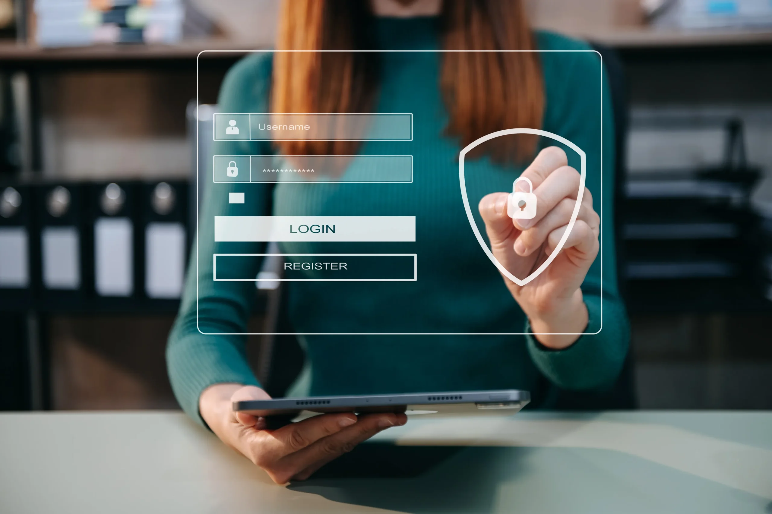 User completing a secure login and authentication process on a tablet screen via an eSignature platform for business.