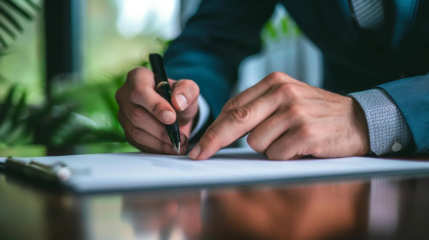 Close up of a professional signing a physical agreement, transitioning workflow to a scalable eSignature platform.