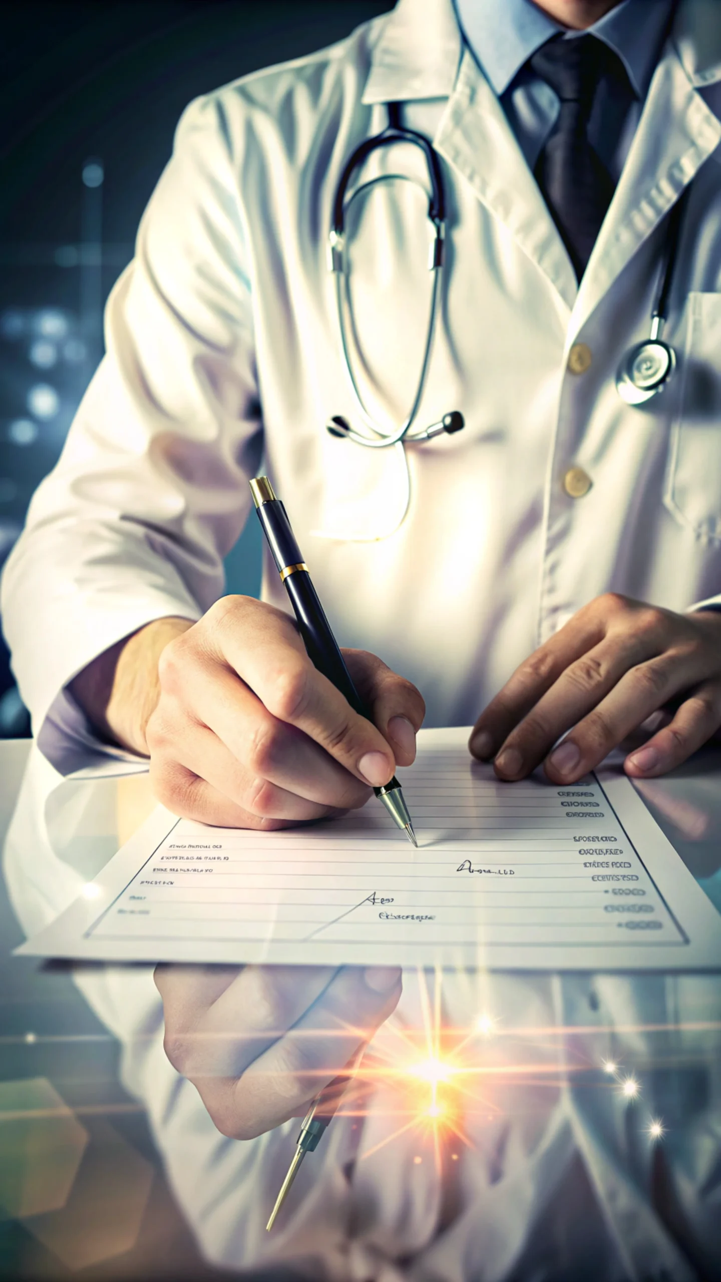 Healthcare practitioner filling and signing medical records compliant with HIPAA compliant eSignature guidelines.